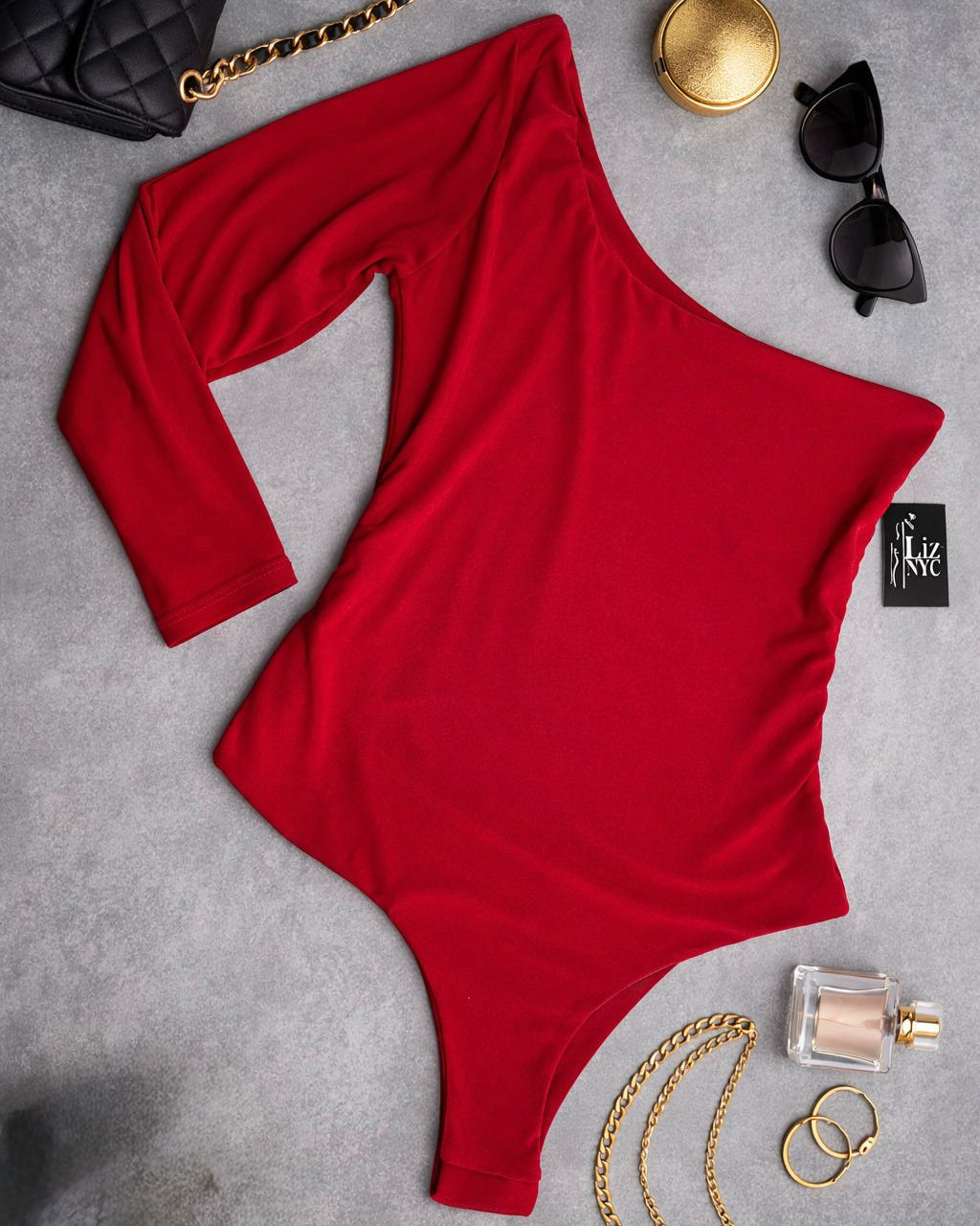 Crimson One-Shoulder Body Suit